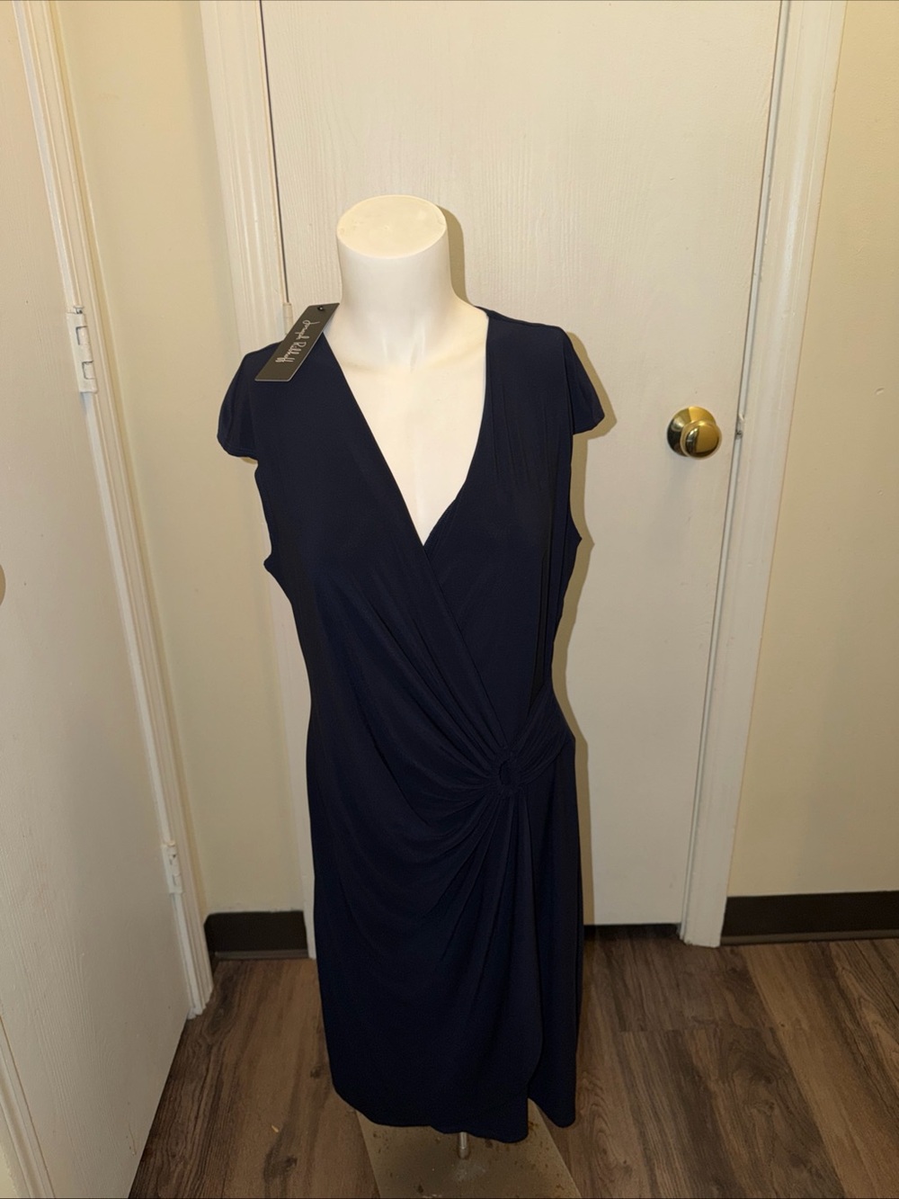 Joseph Ribkoff NWT Dress Size 12 Navy Blue  Ruched Stretchy